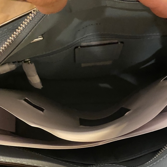 Coach Sky Blue Leather Tote with Chain Straps - Picture 5 of 6